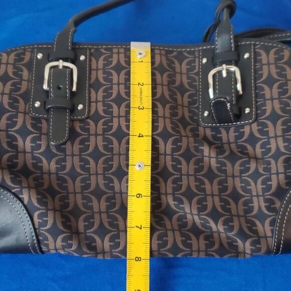 VTG Fossil Black/Brown Signature Canvas Leather Satchel - Picture 7 of 9